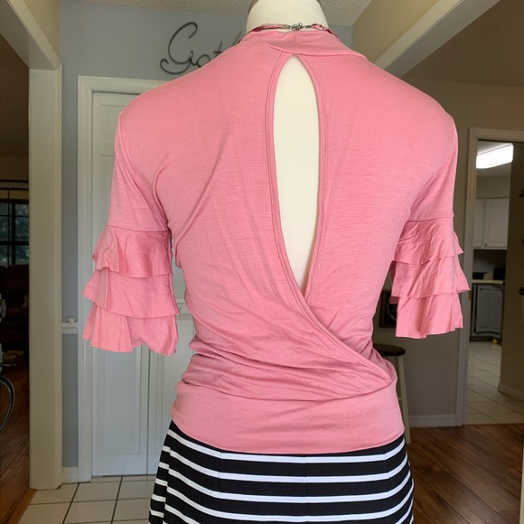 NEW- Pink Ruffle Top - Picture 5 of 5